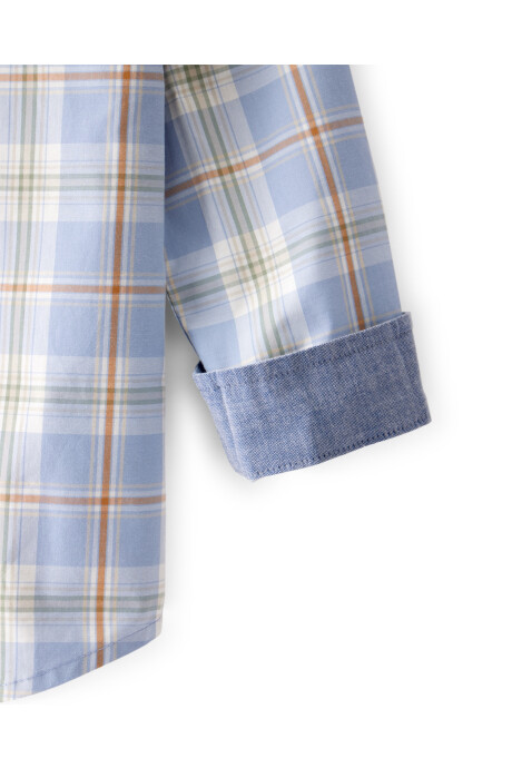 Camisa de popelina, diseño a cuadros Sin color