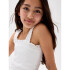 V-SMOCKED WOVEN TOP EYELET WHITE