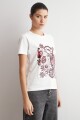 Remera estampa Damasco floral blanco