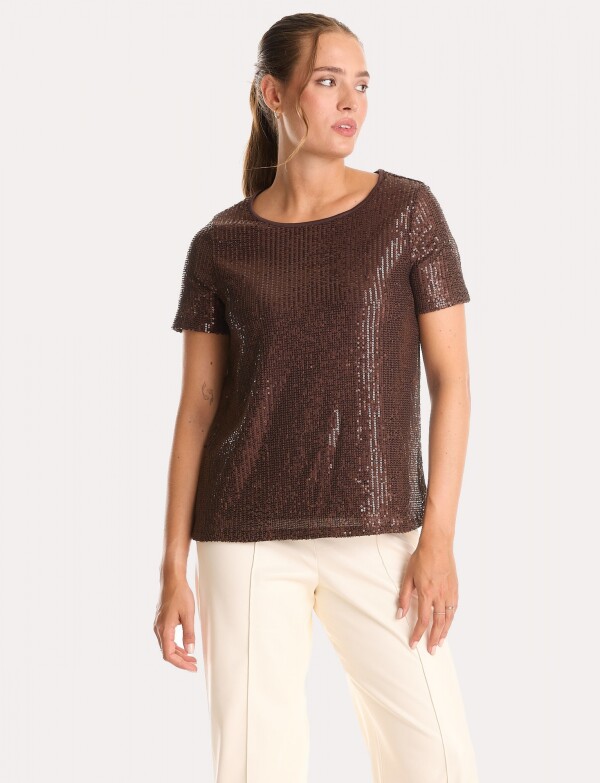 Blusa Lentejuelas MARRON