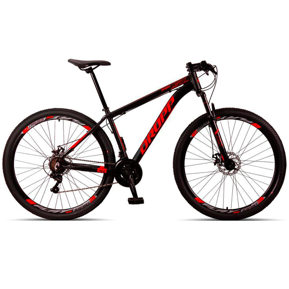 Bicicleta Montaña Dropp Rodado 29 Aluminio Cambios Shimano - Negro Rojo 