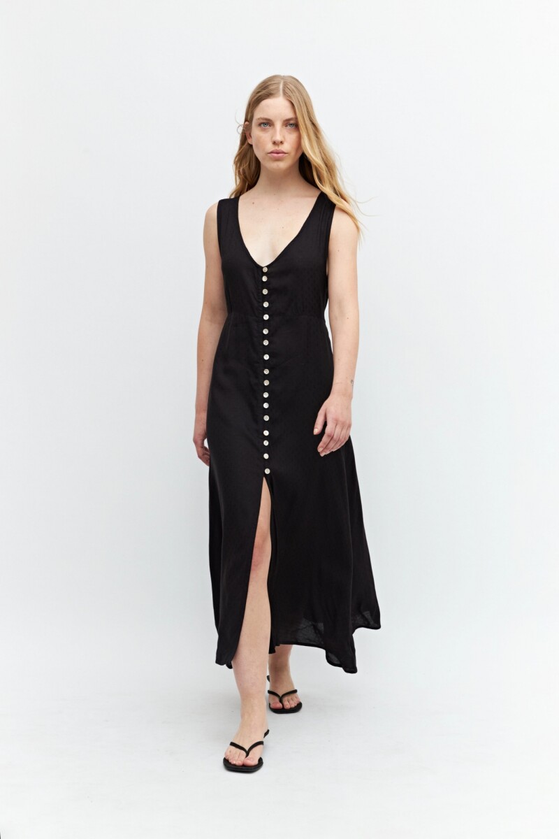 Maxi vestido con botones - negro 