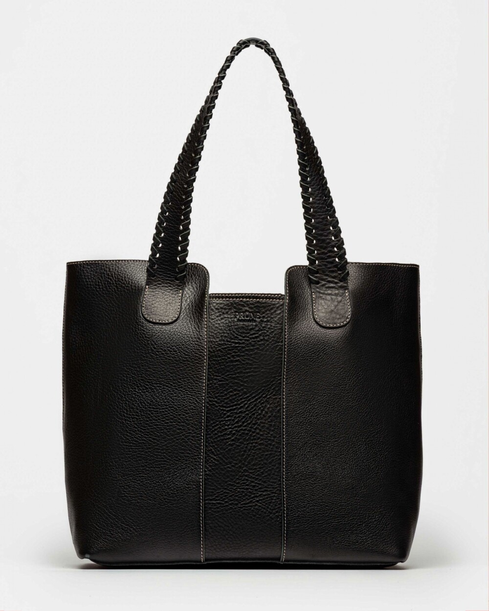 Shopper The Braided En Cuero Vegetal Liso Negro