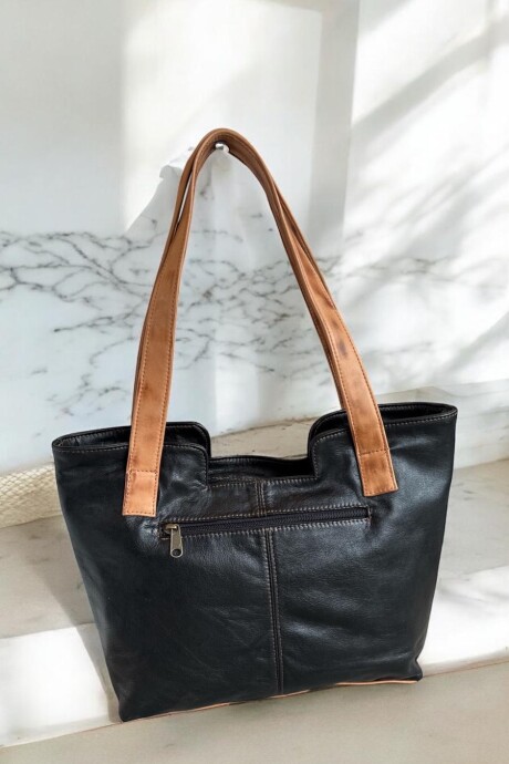 Cartera FILIPPA De Cuero Con Arte Pintada A Mano Color Negro Y Terra