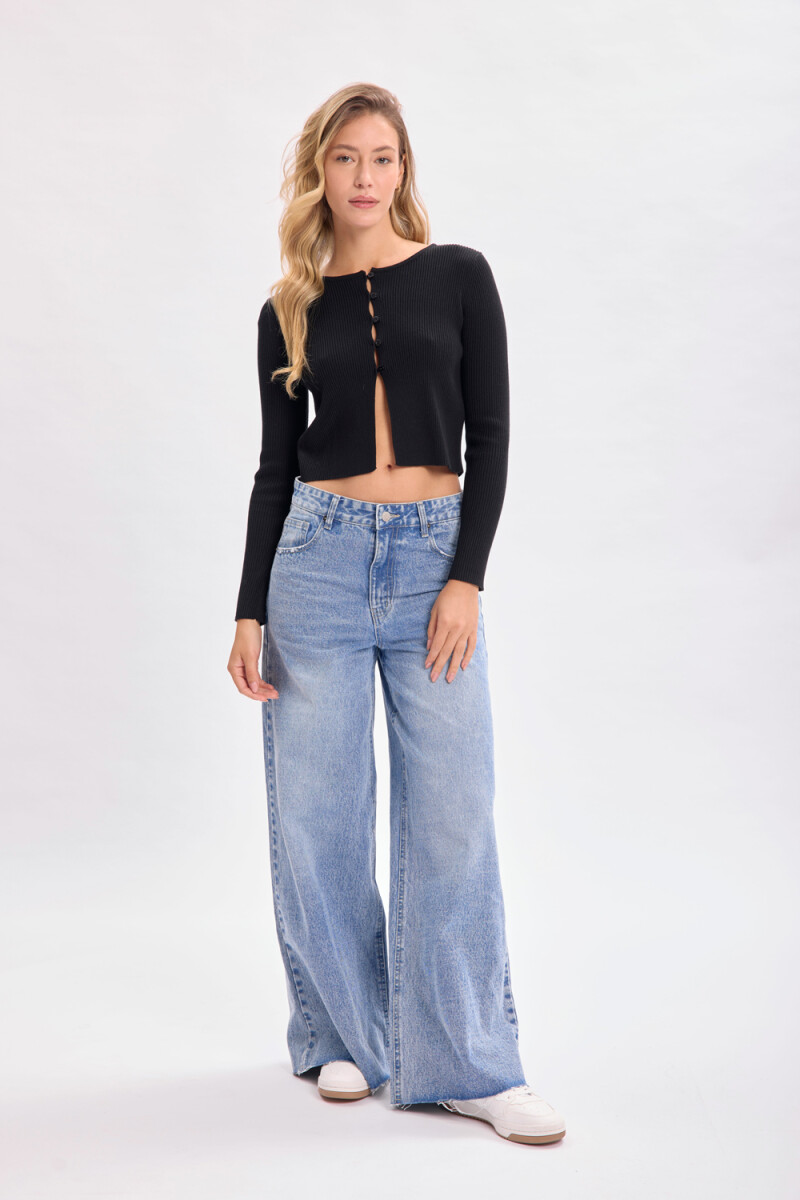 Buzo punto rib botones - Negro 