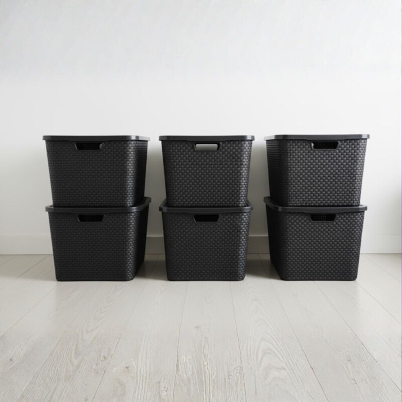 Set x6 Caja ratán 40 lts NEGRO