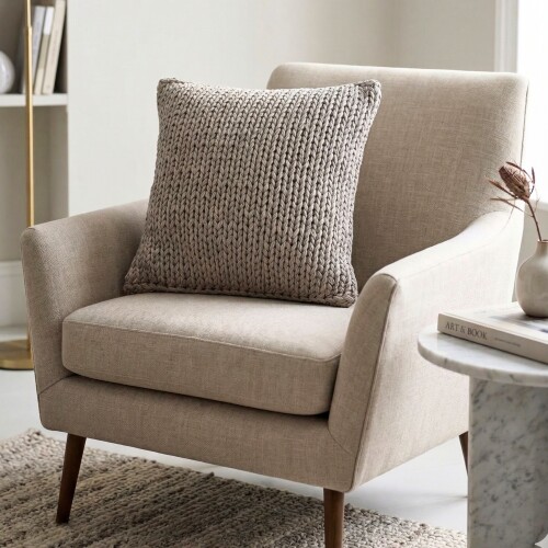 Almohadón Deco Tejido Doble Punto - Pilar Beige