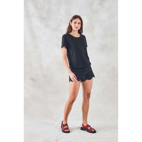 Remera Algodon Peinado Negro