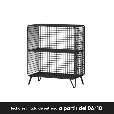 Rack enrejado dos estantes rectangular Negro