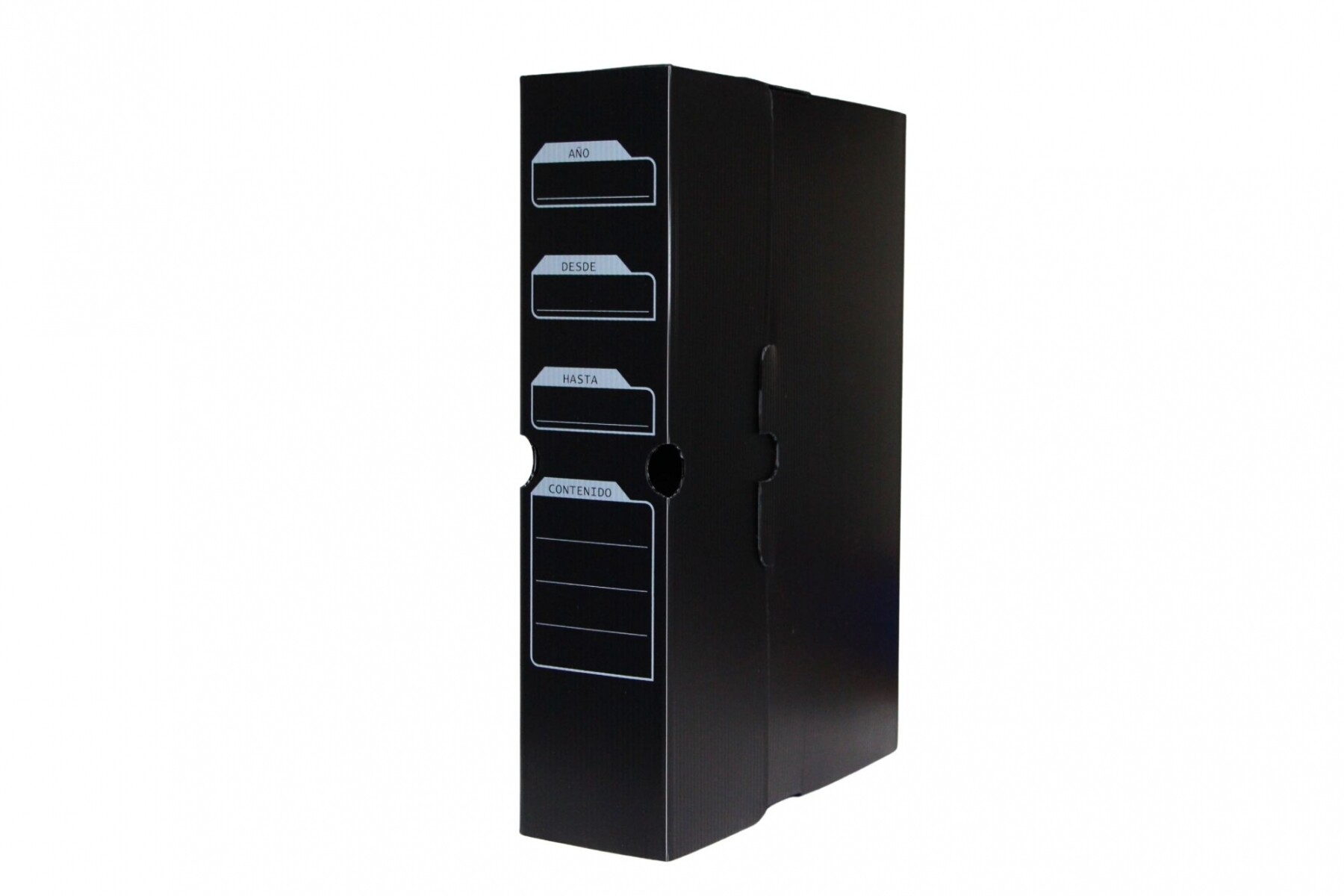 CAJA ARCHIVO PLASTICA DE 8CMS DE LOCMO COLOR NEGRO 