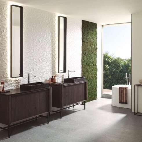 Ceramica Blanca Mate Decorada 3D Rectificado 45X120Cm Pared GAMAS DE BLANCO