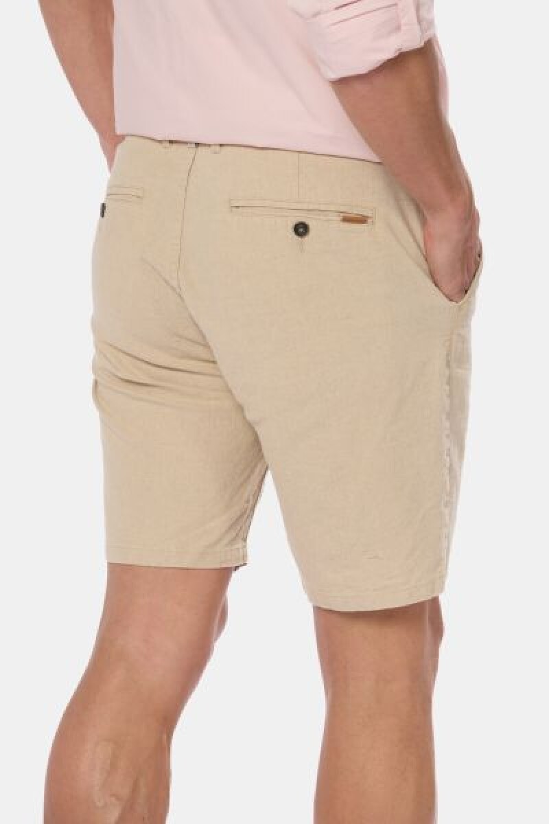 BERMUDA CLASICA DE LINO - Beige 