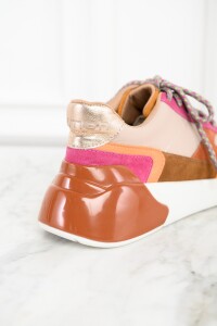 Zapatilla Combinada Cuero Fucsia