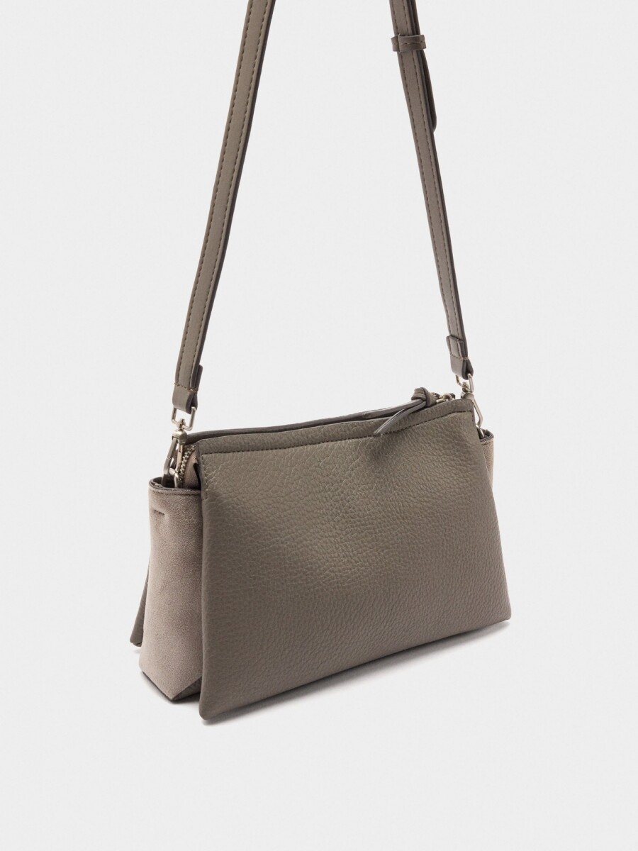Bolso Bandolera Con Textura Efecto Piel gris
