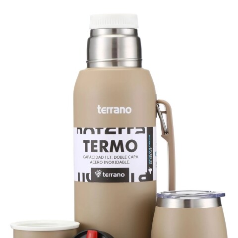 SET DE TERMO 1 LT Y MATE ACERO TERRANO SET DE TERMO 1 LT Y MATE ACERO TERRANO