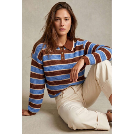 Sweater Polo Rayado Azul