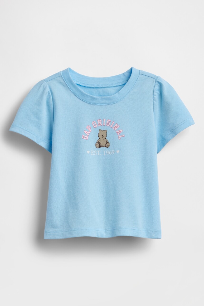 Remera Logo Gap Toddler Niña Chlorine Blue