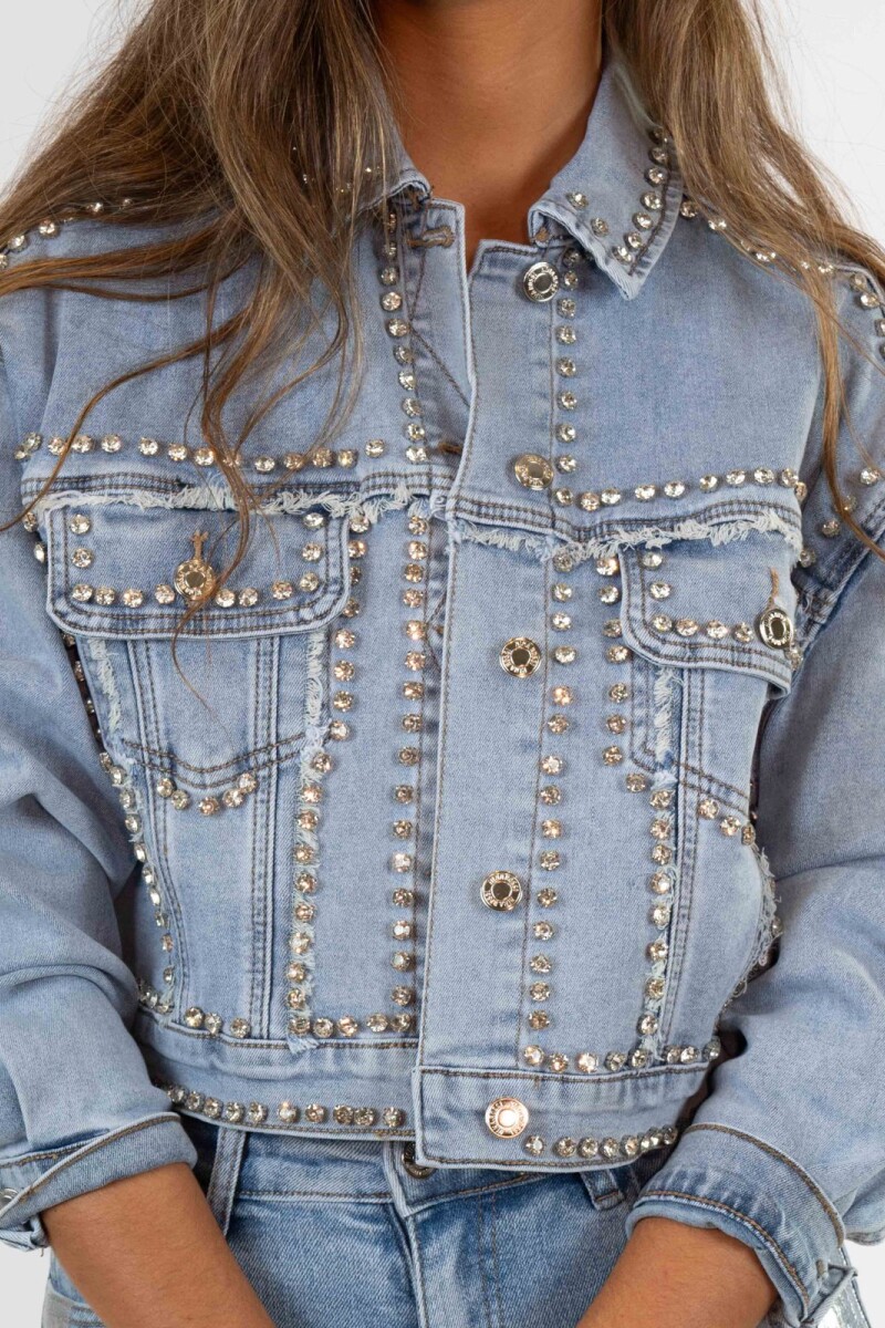 Campera de jean con piedras Jean celeste