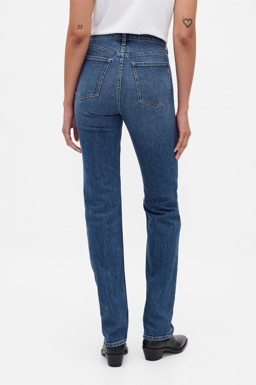 Jean 90S Straight Tiro Alto Mujer Medium Wash