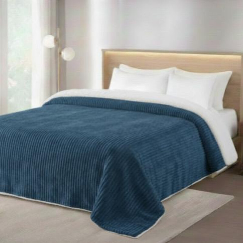 Acolchado 1 Plazas Corderito Sherpa Cotton Flor | Súper abrigado, reversible y suave TURQUESA