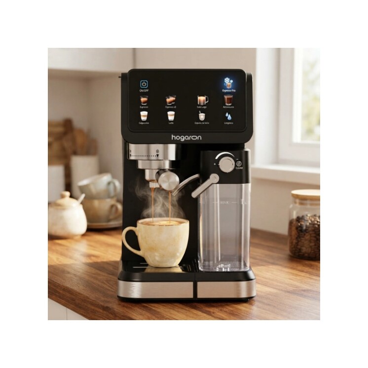 Cafetera Espresso Digital Hogaron HGCE20INOX 9 en 1 20 Bares con Depósito de Leche Cafetera Espresso Digital Hogaron HGCE20INOX 9 en 1 20 Bares con Depósito de Leche