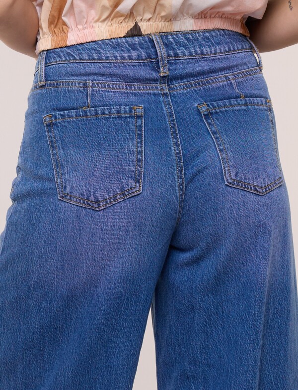 Jean Wide Leg Cropped Con Nervaduras JEAN