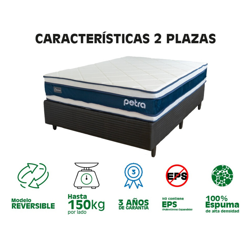 Sommier Somier Colchón 2 Plaza 30 Cm 150 Kg Reversible Ltc Sommier Somier Colchón 2 Plaza 30 Cm 150 Kg Reversible Ltc