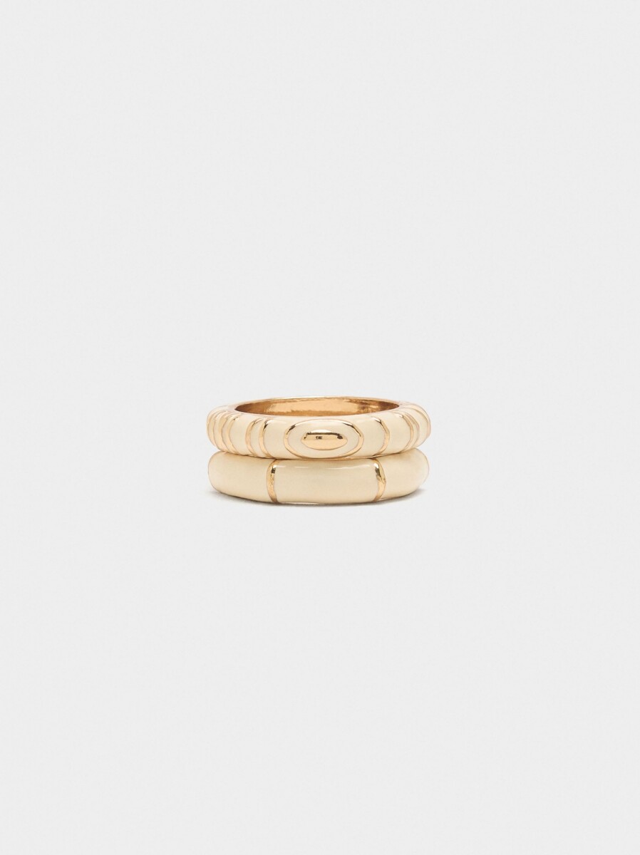 Set De Anillos Con Esmalte - beige 