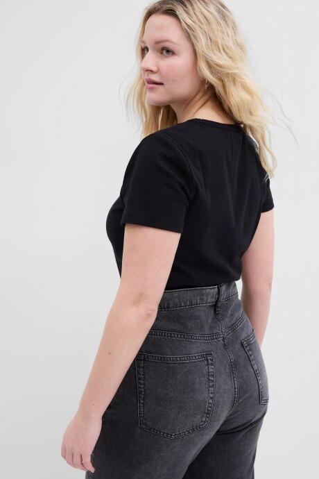 Remera Rib Manga Corta Mujer True Black V2