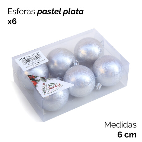 Esferas Color Pastel Plata X6 Unidades 6cm Esferas Color Pastel Plata X6 Unidades 6cm