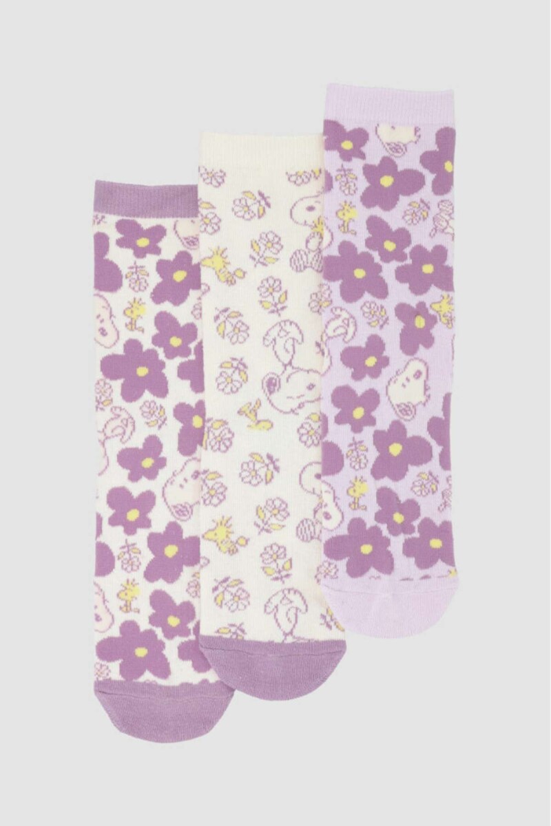 Pack x3 medias algodón infantil media caña snoopy - Variante 26 