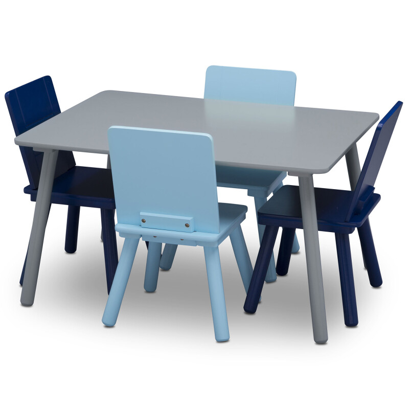 Juego de mesa y 4 sillas para niños azul gris y celeste Juego de mesa y 4 sillas para niños azul gris y celeste