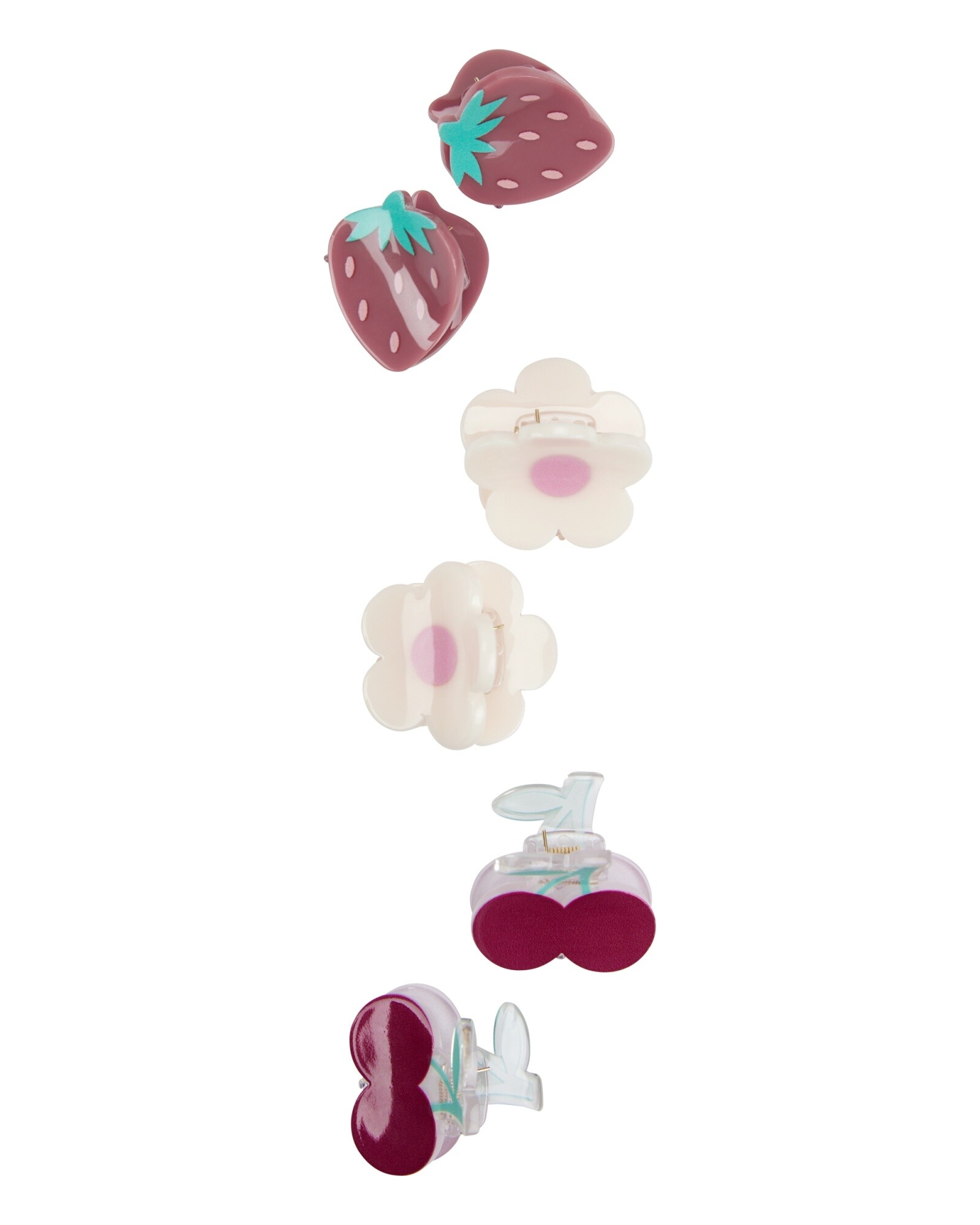 Pack seis pinzas de pelo, diseño frutal Sin color