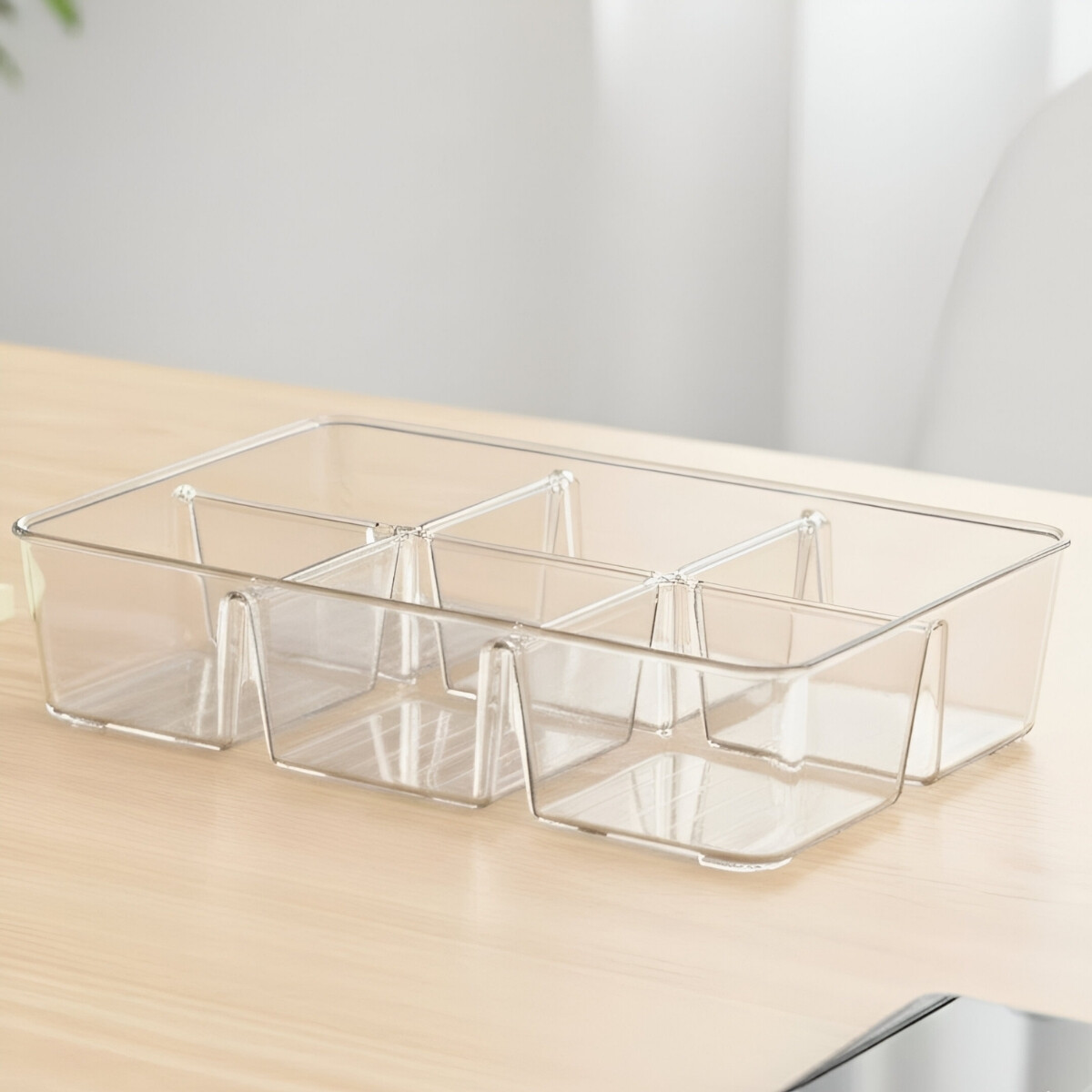 Organizador acrílico con divisiones 25 cm - TRANSPARENTE 