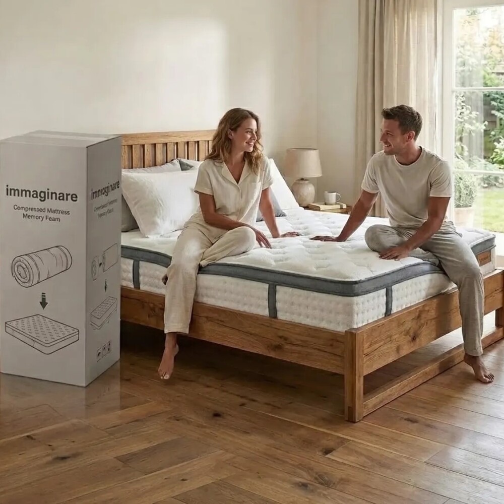 COLCHON EN CAJA DUBAI DORMITORIO HÍBRIDO RESORTES KING SIZE