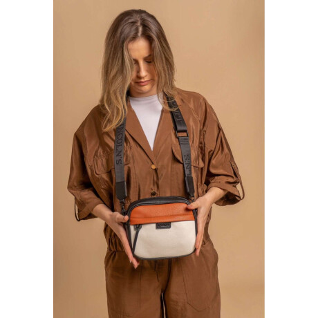 Bandolera Palma Blanco - Caramelo Y Negro