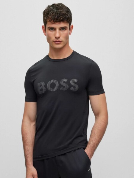 Remera de poliéster con logo, slim fit, TEE ACTIVE Negro