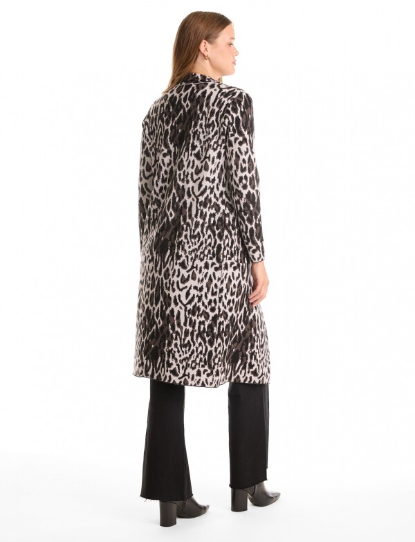 Chaqueta Tejida Larga NEGRO/GRIS