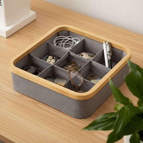 Organizador Plegable 9 Comp 30X30X9Cm Ex Tela Gris