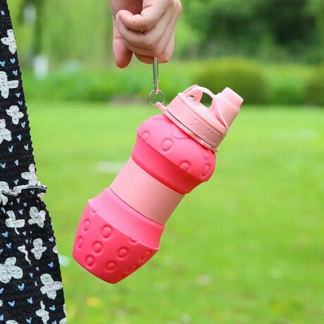 Botella plegable de silicona frutilla Rosado