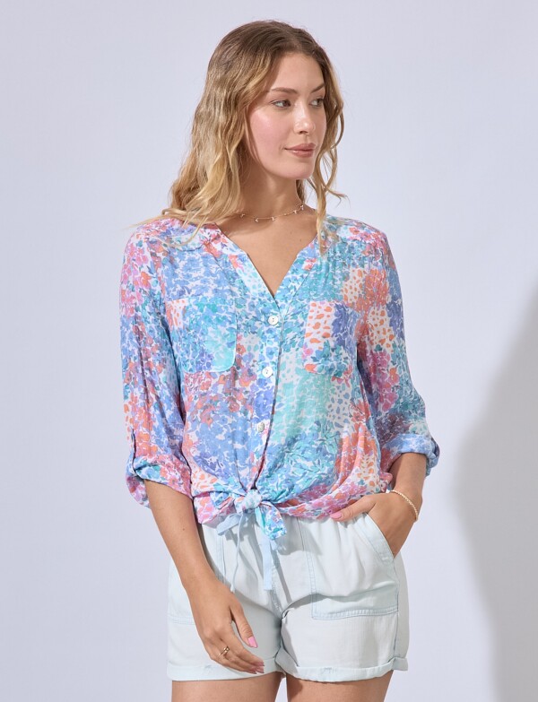 Blusa Gasa Print MULTI/ANARANJADO