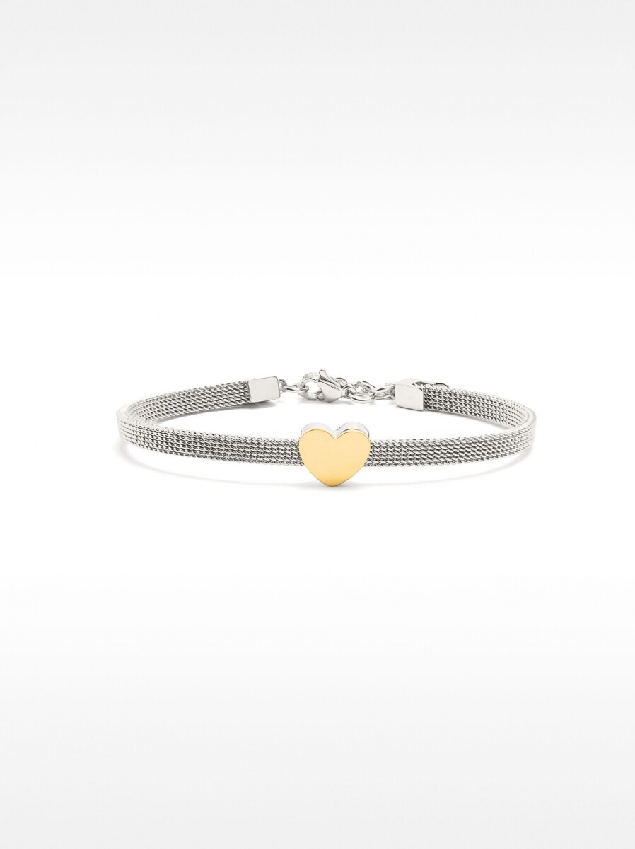 Pulsera De Acero Inoxidable Corazón - bicolor 