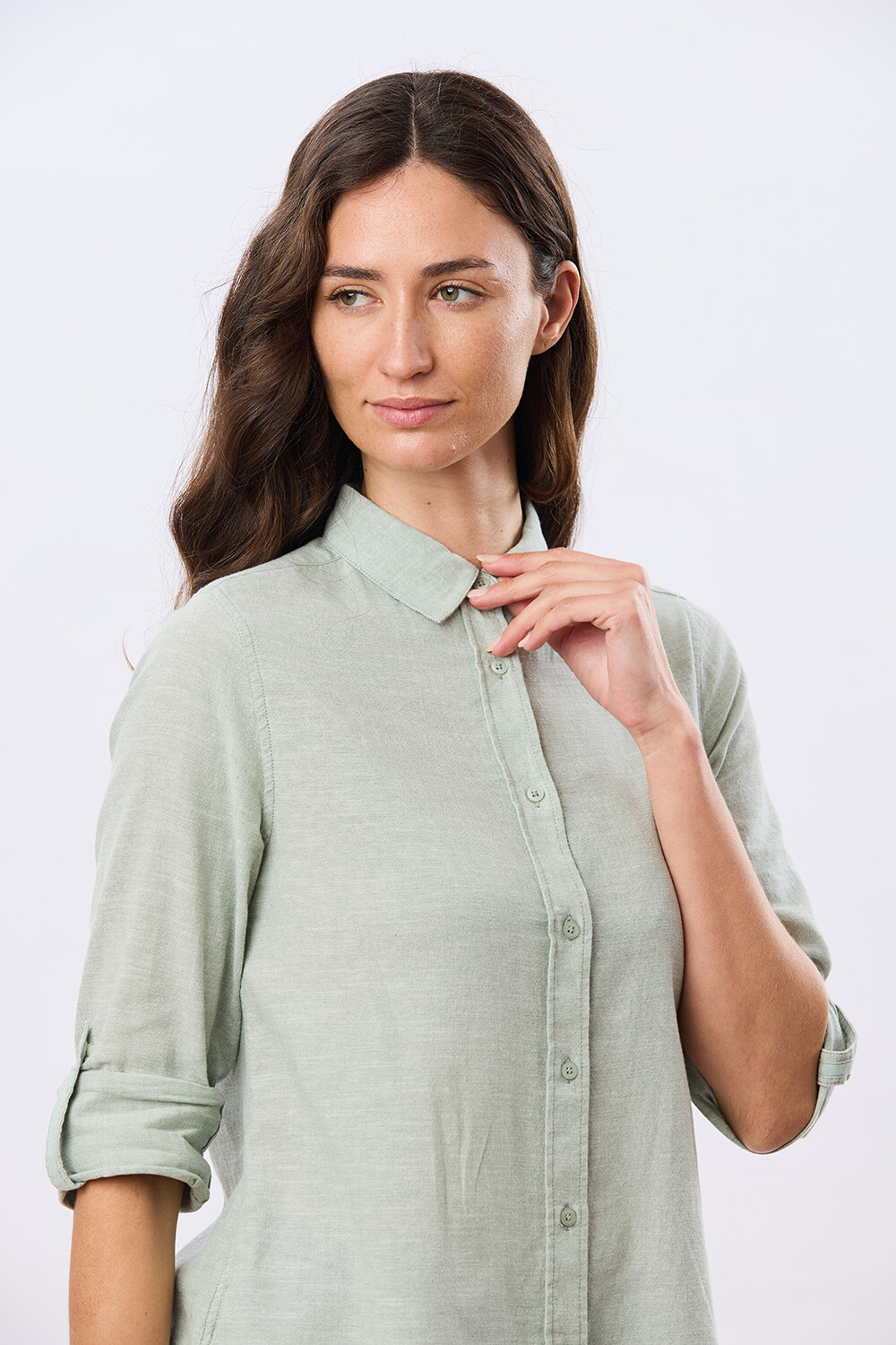 CAMISA LISA DE LINO Menta