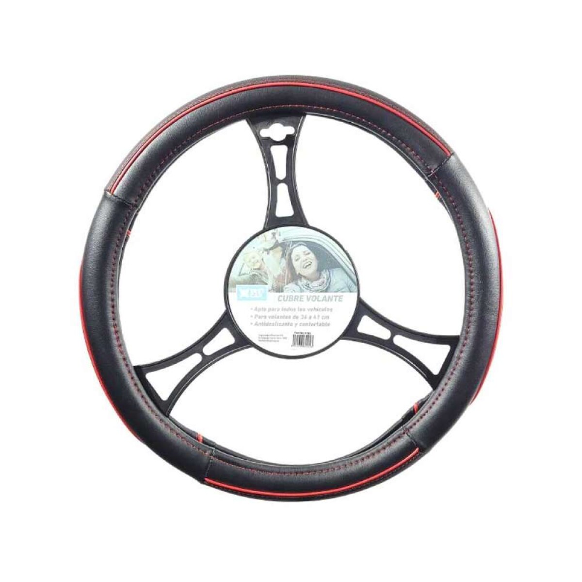 Cubre Volante Auto Protector Universal - Bordado Rojo 