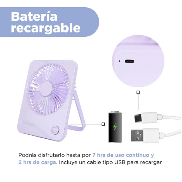 Ventilador plegable inalámbrico lila