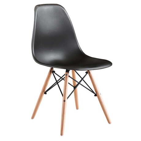 SILLA DE COMEDOR POLIPROPILENO-Y-MADERA NEGRO ESTILO EAMES