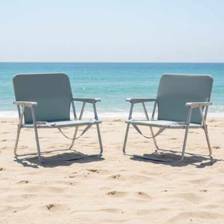Set x2 Silla Playa Plegable Portátil Con Correa Reforzada GRIS CLARO