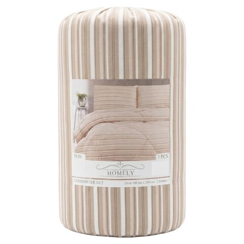 JGO EDREDON RAYA BEIGE TWIN 180X240CM 3PZ Unica