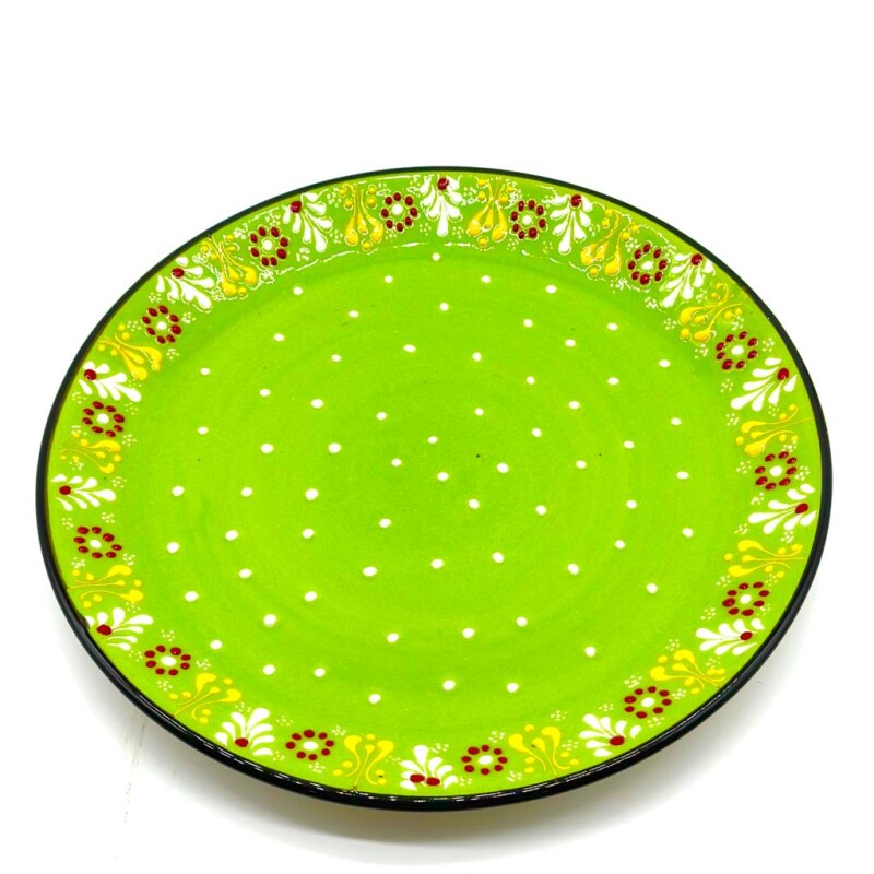 Plato de cerámica pintado 26 cm Verde