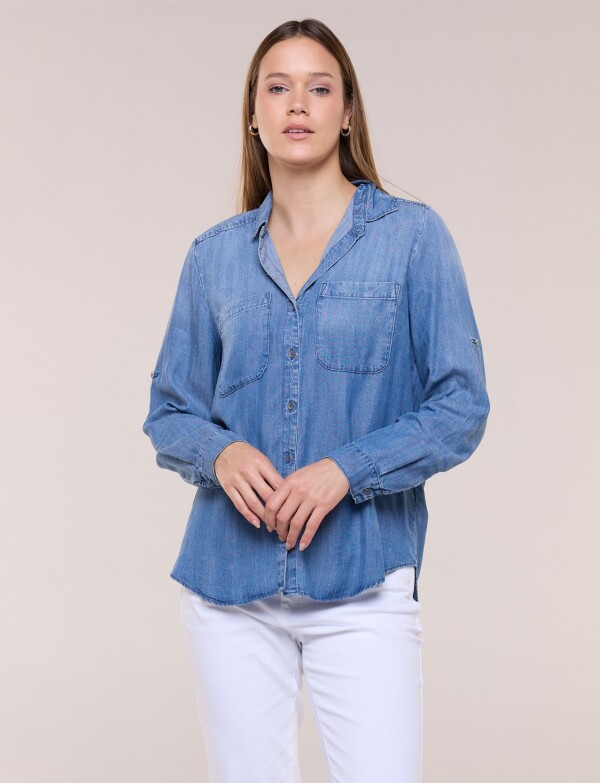 Camisa Tencel Manga Roll-up JEAN